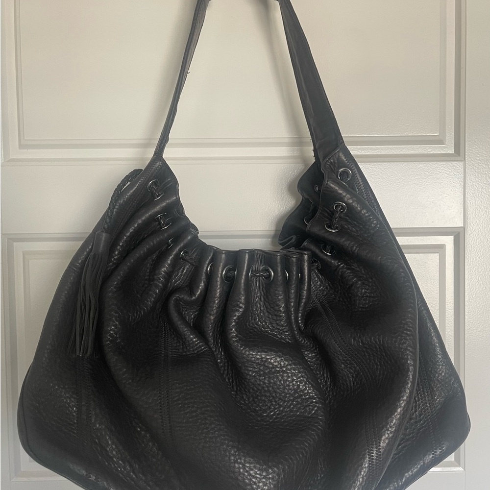 Authentic 7 for all Mankind Black Pebble Leather Shoulder Bag